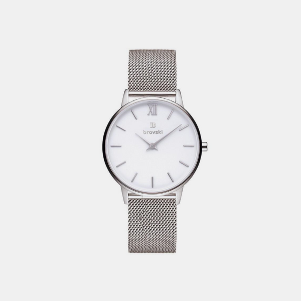 Silver Slim Watch 34mm - Brovski 